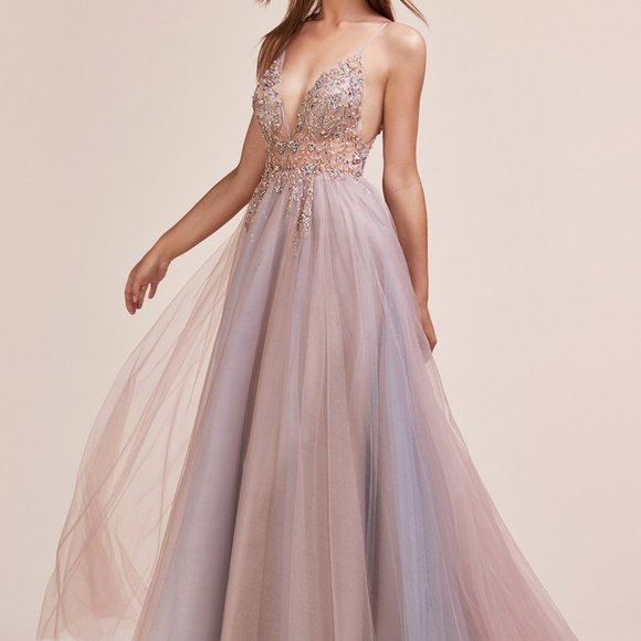 New Rosewood Prom Party Evening Deep V-Neck Leg Slit Evening Dress ALA0672 - Picture 5 of 11